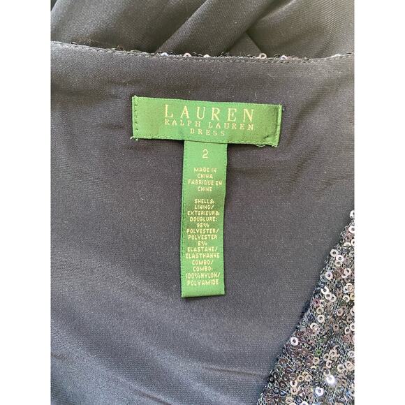 Ralph Lauren Women’s Navy Sequined V-Neck Midi Sheath Dress Size 2 Party Gala - Picture 2 of 5